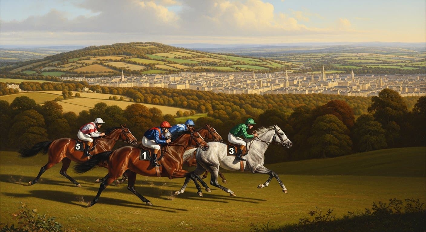 Racing at Bath Racecourse on a summer afternoon
