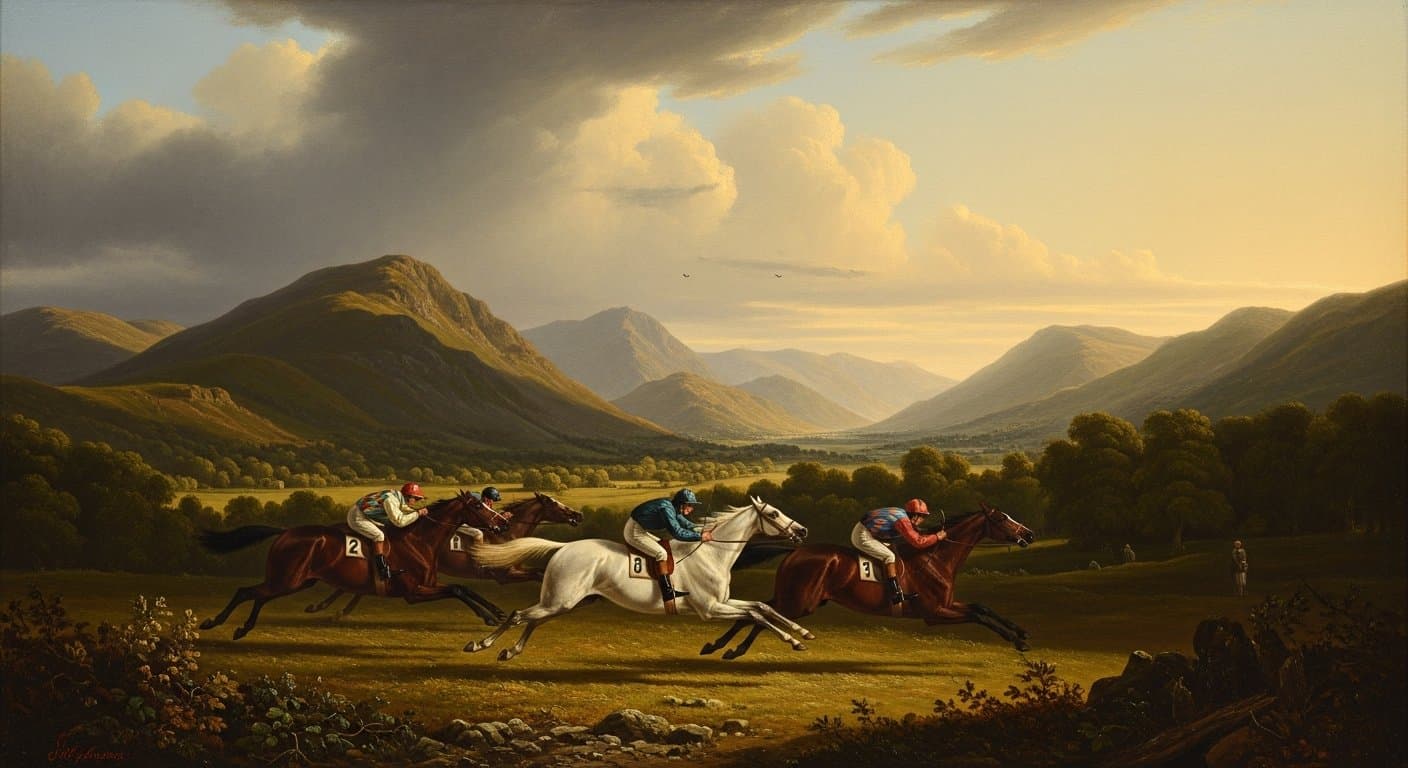 Racing at Carlisle Racecourse with the hills in the background
