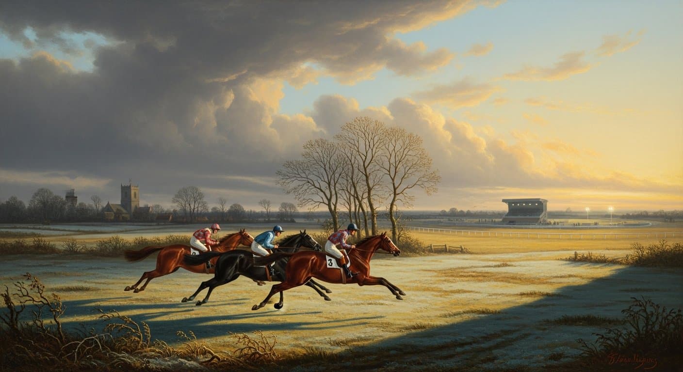 Evening racing under the floodlights at Chelmsford City Racecourse