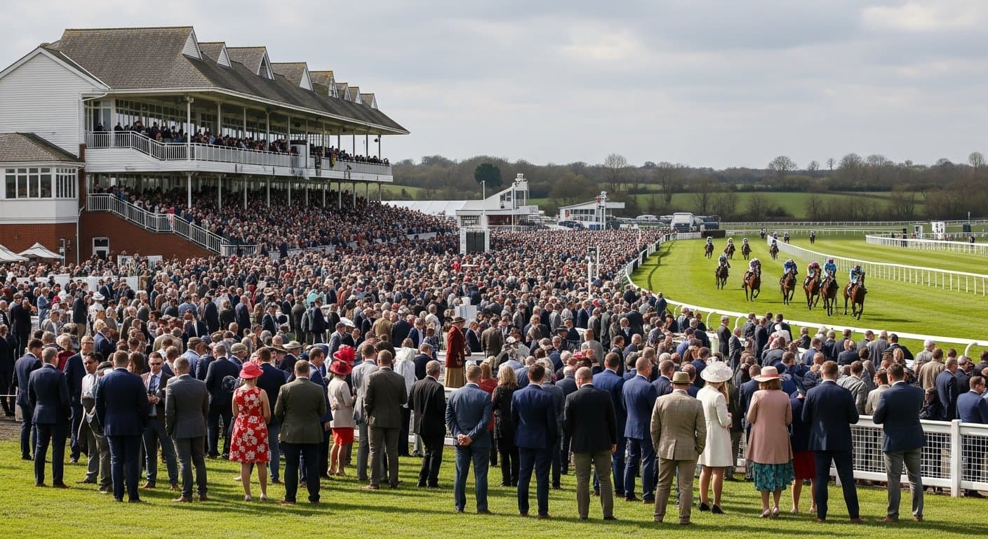 Raceday crowd at Fakenham Racecourse Norfolk