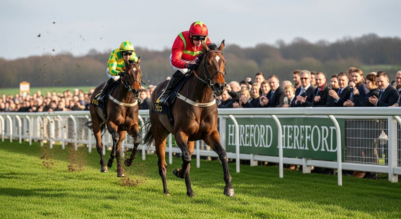 Hereford Racecourse on the River Wye where Richard Johnson rode his first winner Rusty Bridge in 1994