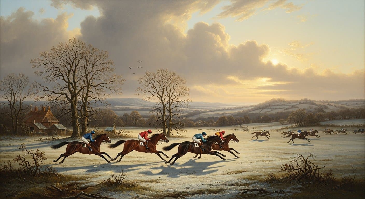 Horses racing on the Polytrack surface at Lingfield Park Racecourse