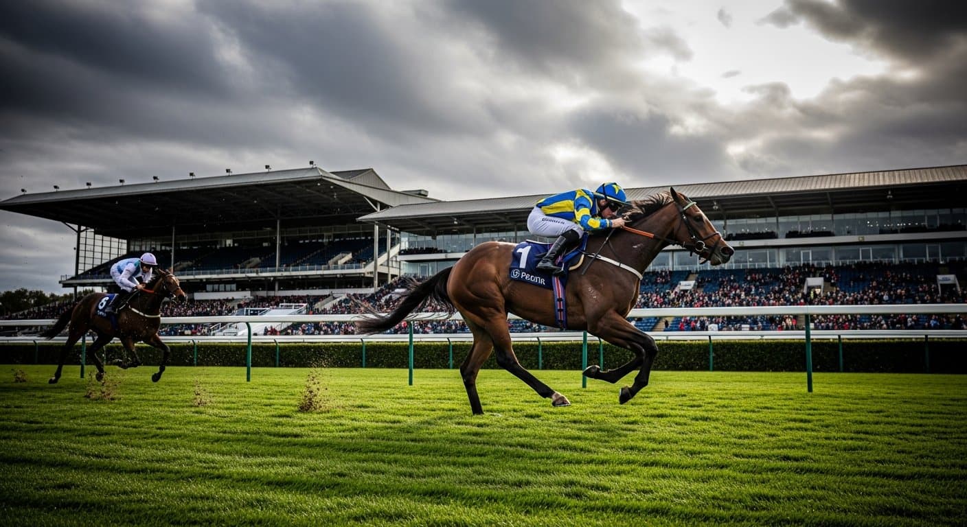 The racing circuit at Perth Racecourse on the banks of the River Tay