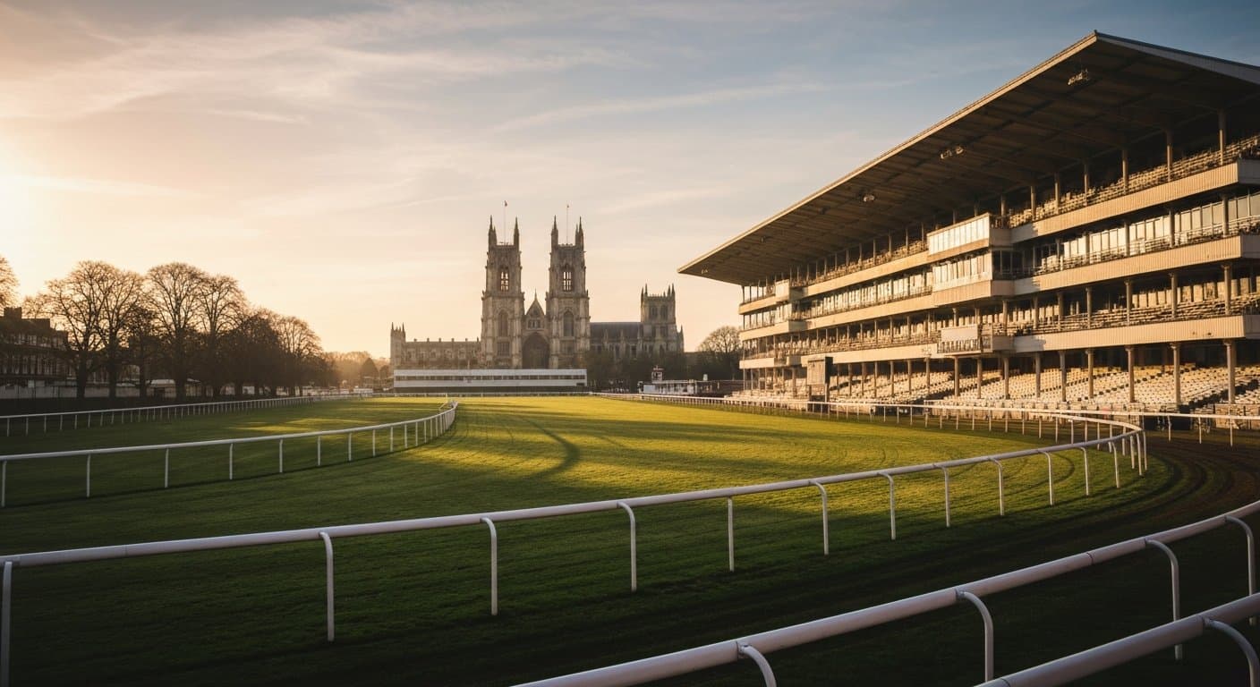 Three-year-old fillies passing the post at York in the Musidora Stakes
