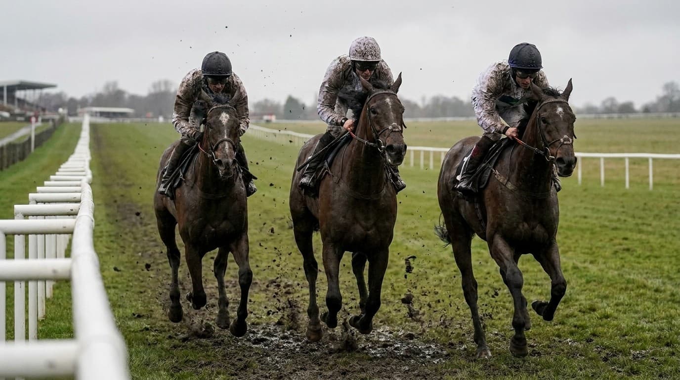 Sprinters racing on heavy ground at Beverley racecourse