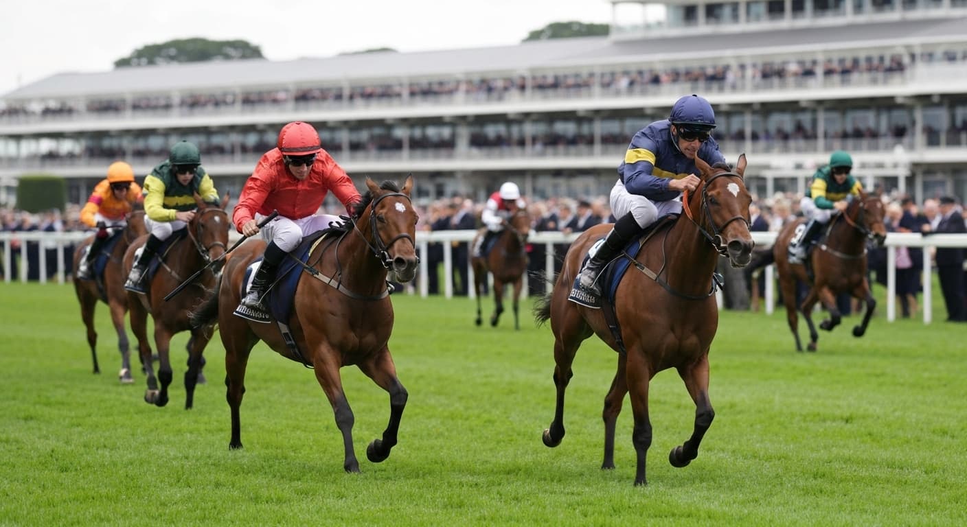 Two colts locked together at the line in the St James's Palace Stakes