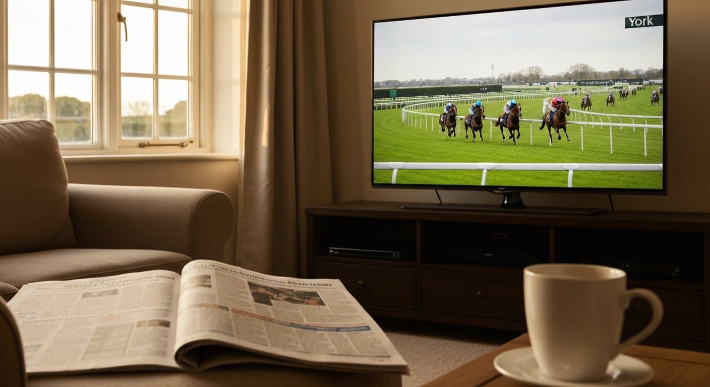 Watching York Racecourse Dante Festival on a living-room television