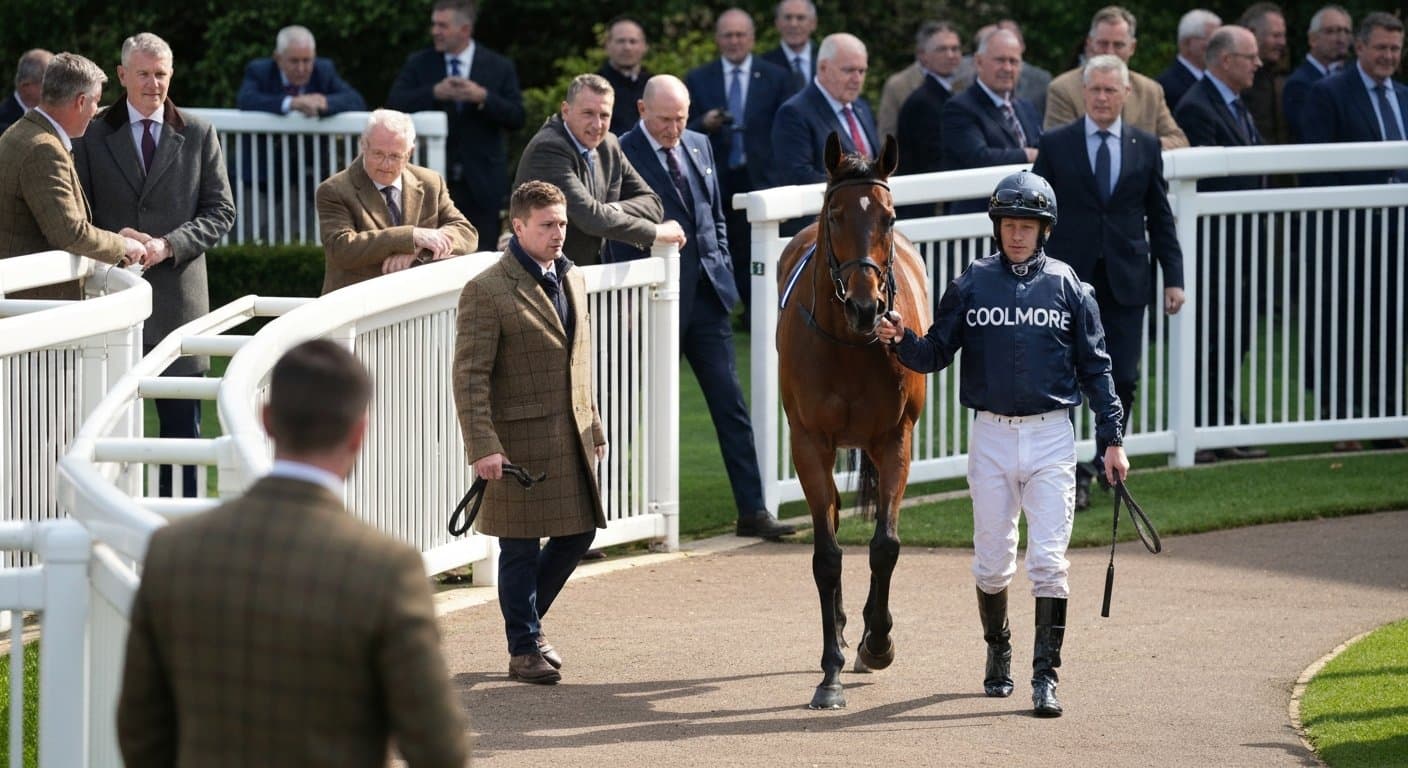 Thoroughbred colt in the York parade ring on Dante Stakes day