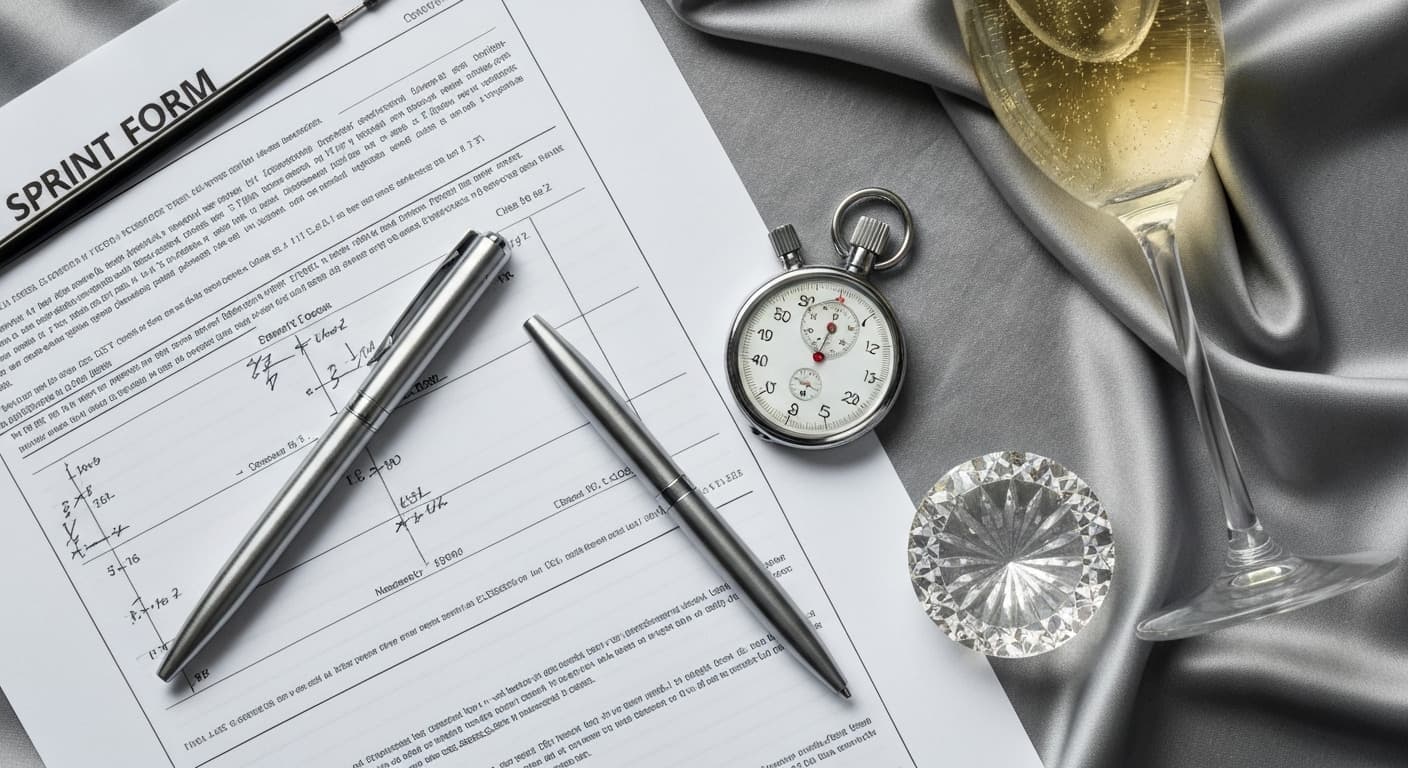 Platinum-toned flat-lay of sprint form notes for the Diamond Jubilee Stakes trends