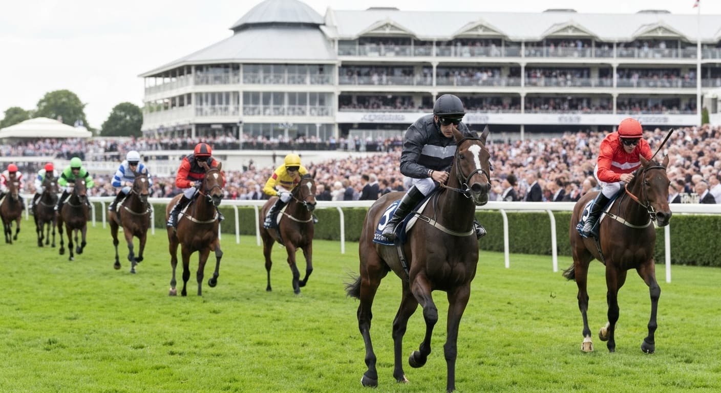Stayers grinding up the straight in the Ascot Gold Cup