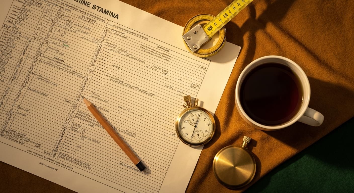 Gold-toned flat-lay of stayers' form notes for the Gold Cup trends