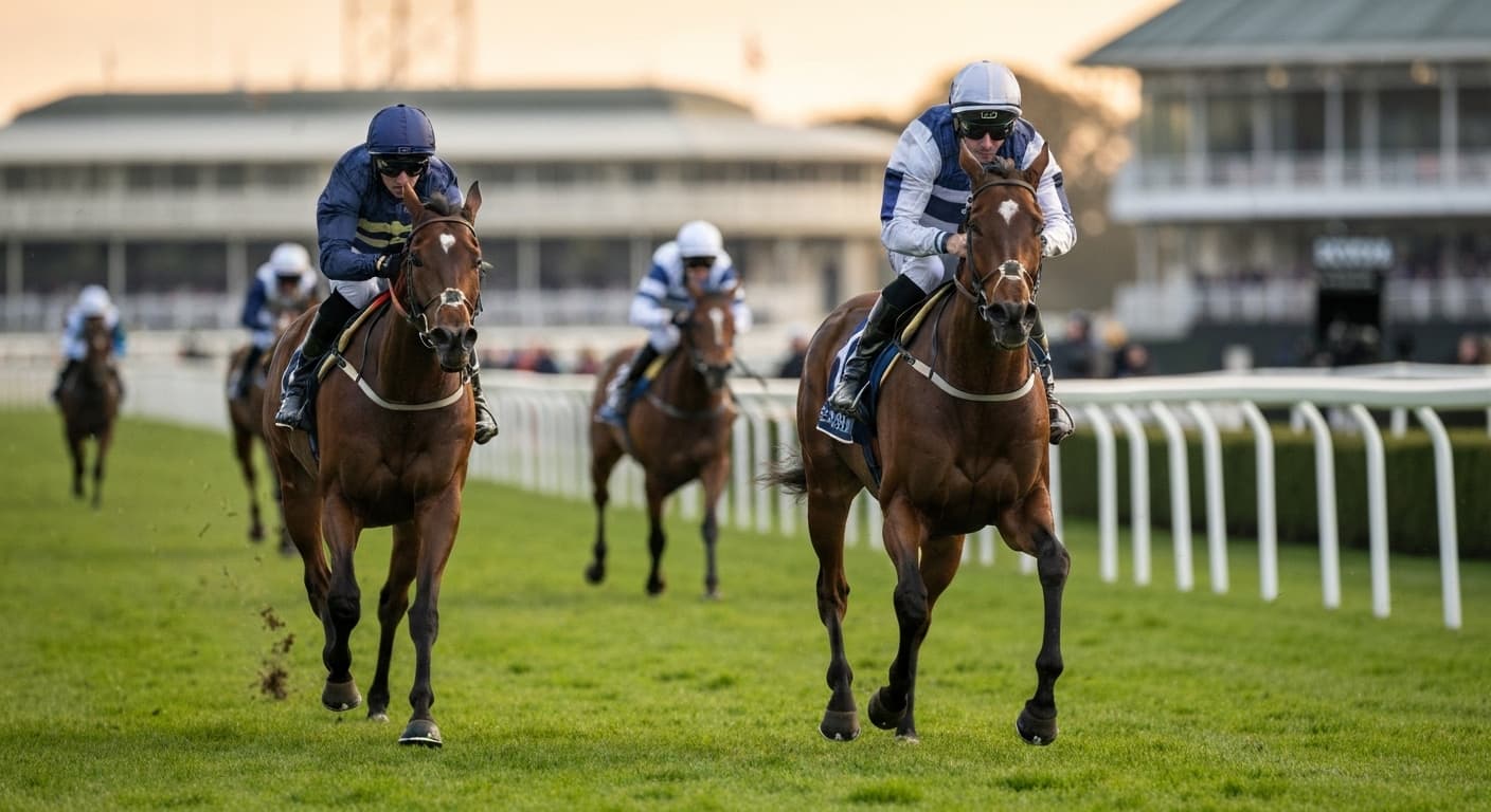 Two middle-distance colts battling up the straight in the Prince of Wales's Stakes