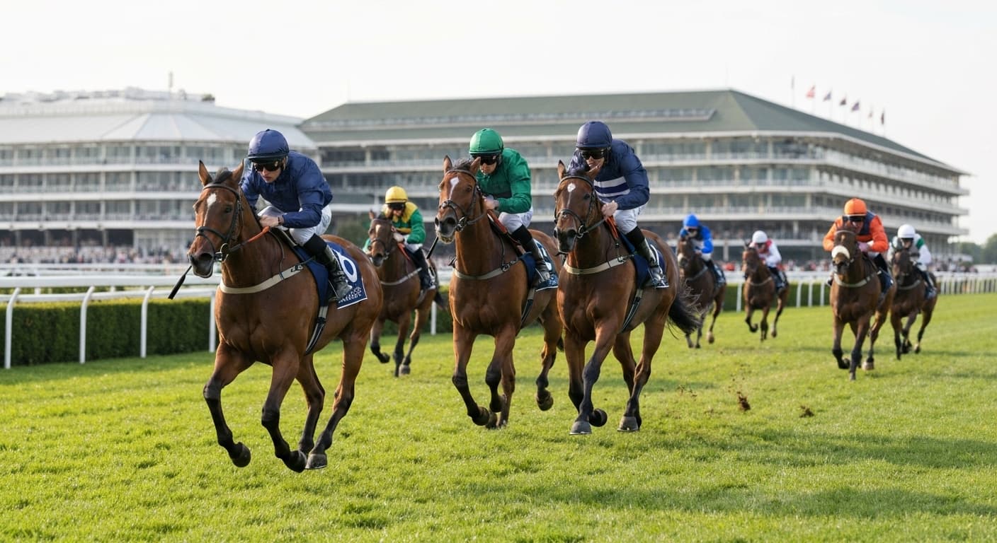 Middle-distance horses fighting up the Ascot straight in the Prince of Wales's Stakes