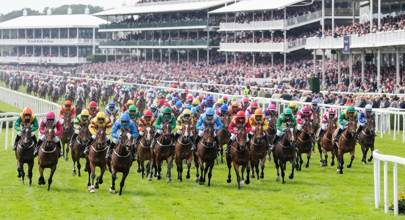 The big-field cavalry charge of the Royal Hunt Cup across the Ascot straight