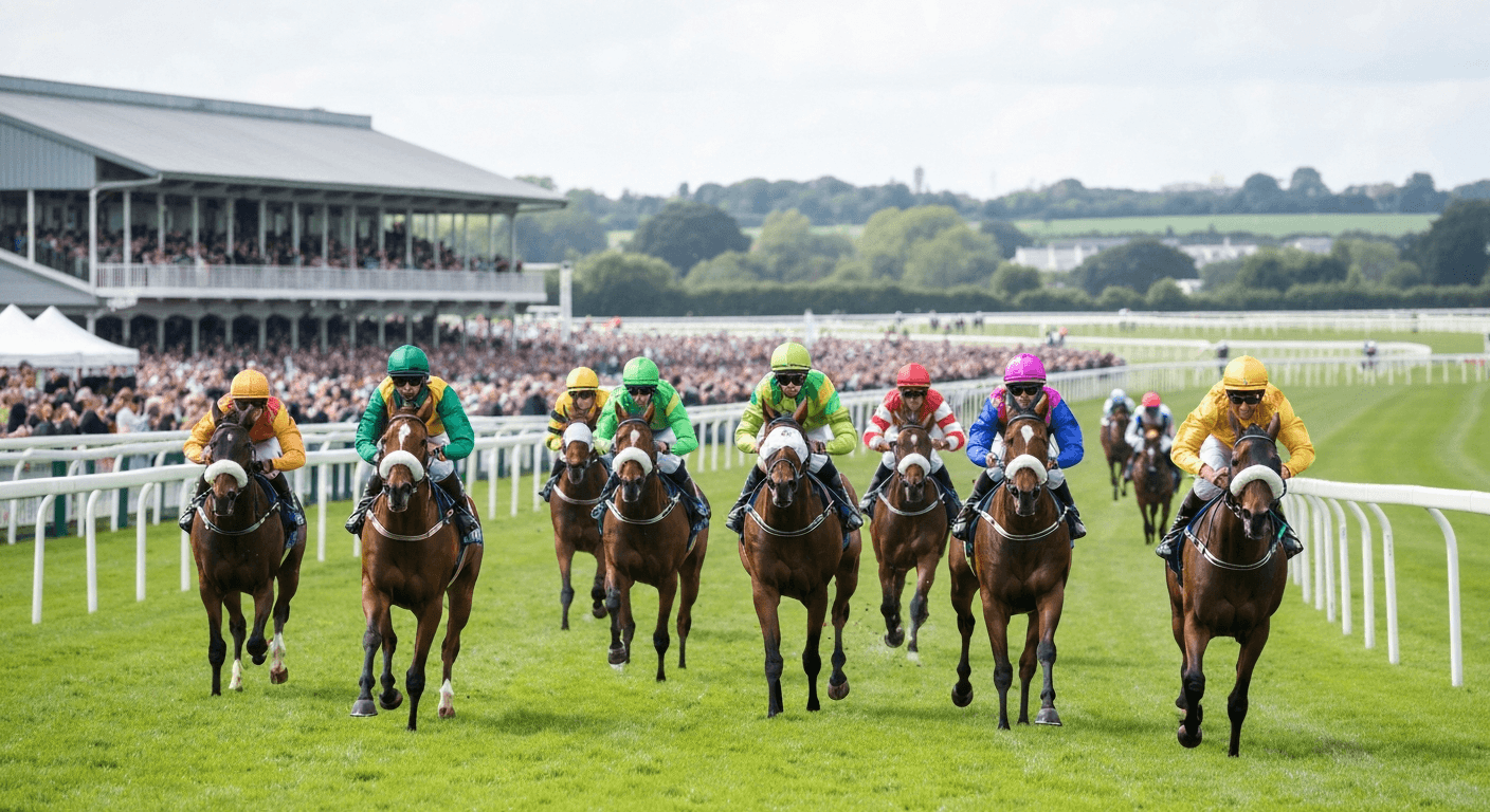 The Aga Khan Stand and finishing straight at the Curragh, home of the Irish Derby
