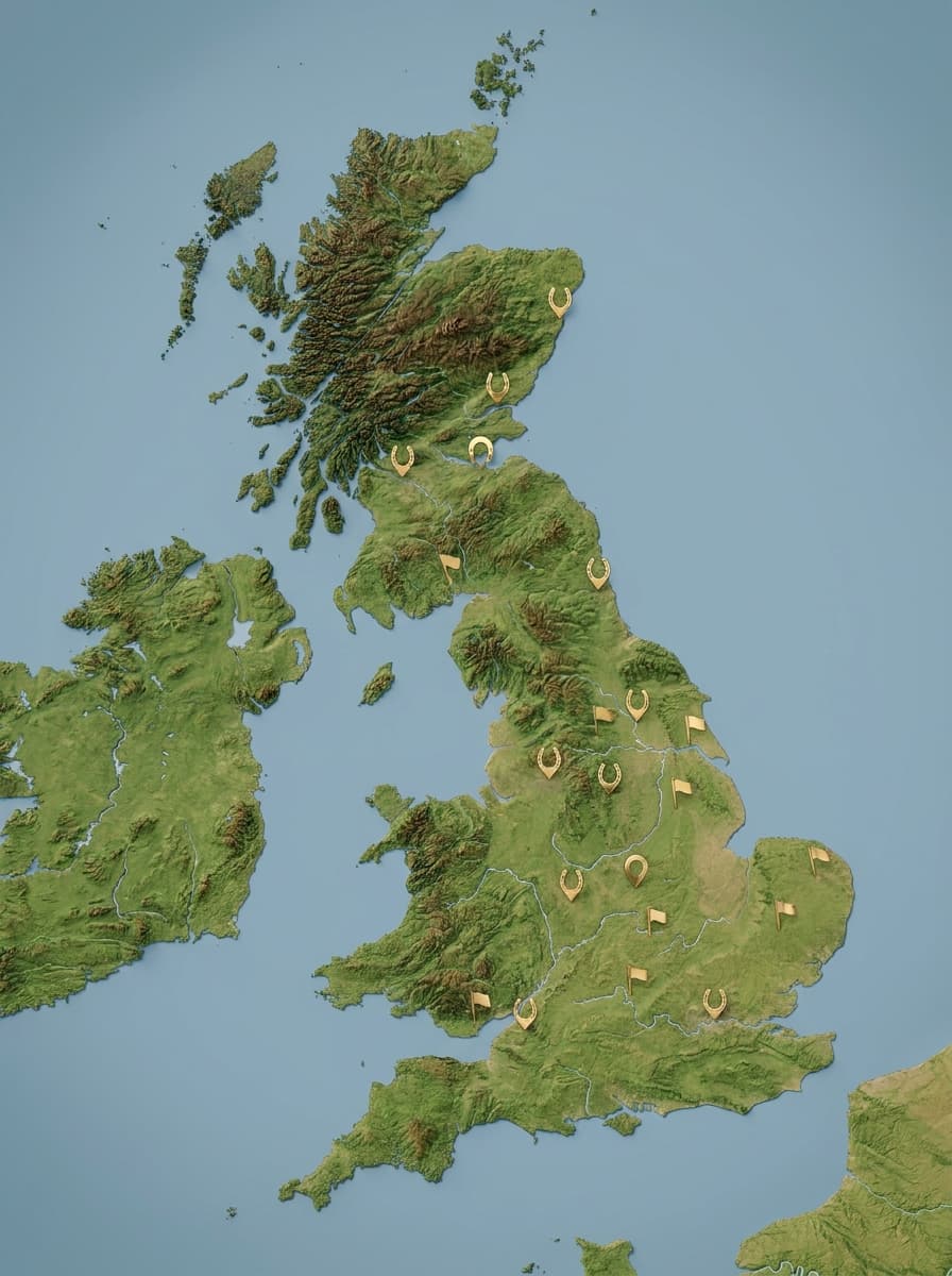 Map of UK and Irish racing festival venues