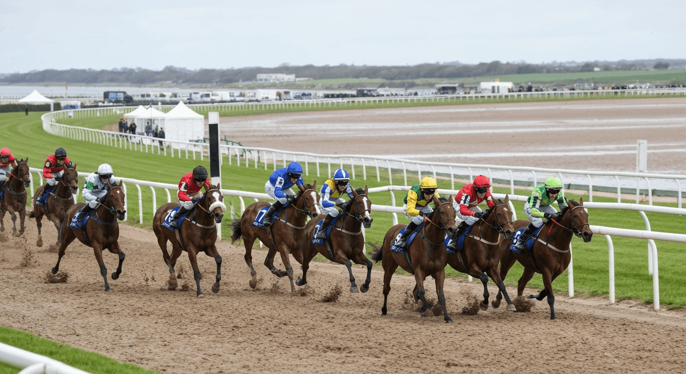 Flat racing on the wet-sand strand at Laytown, Co. Meath