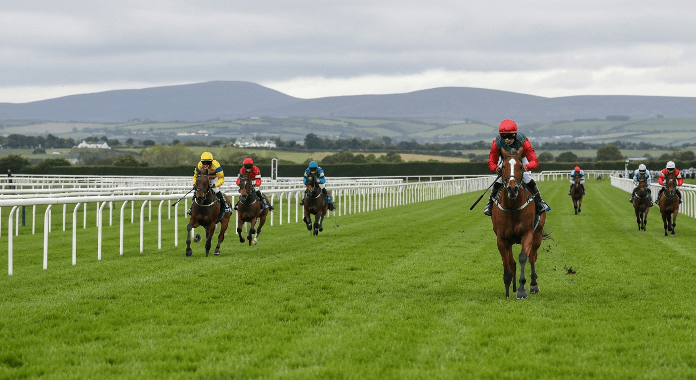 A young colt winning a maiden on Tipperary's flat left-handed turf oval.