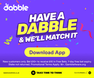 Dabble new customer offer: Bet £10 Get £10 in Free Bets