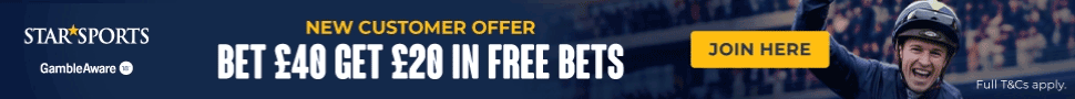 Star Sports new customer offer — Bet £40 Get £20 in Free Bets