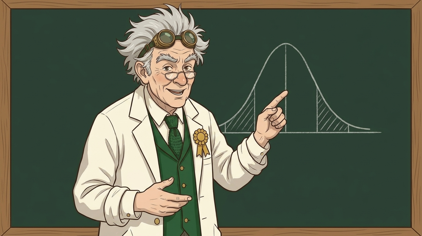 Professor Furlong explaining the numbers at the chalkboard