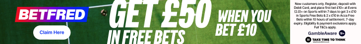 Betfred new customer offer — Bet £10 Get £50 in Free Bets